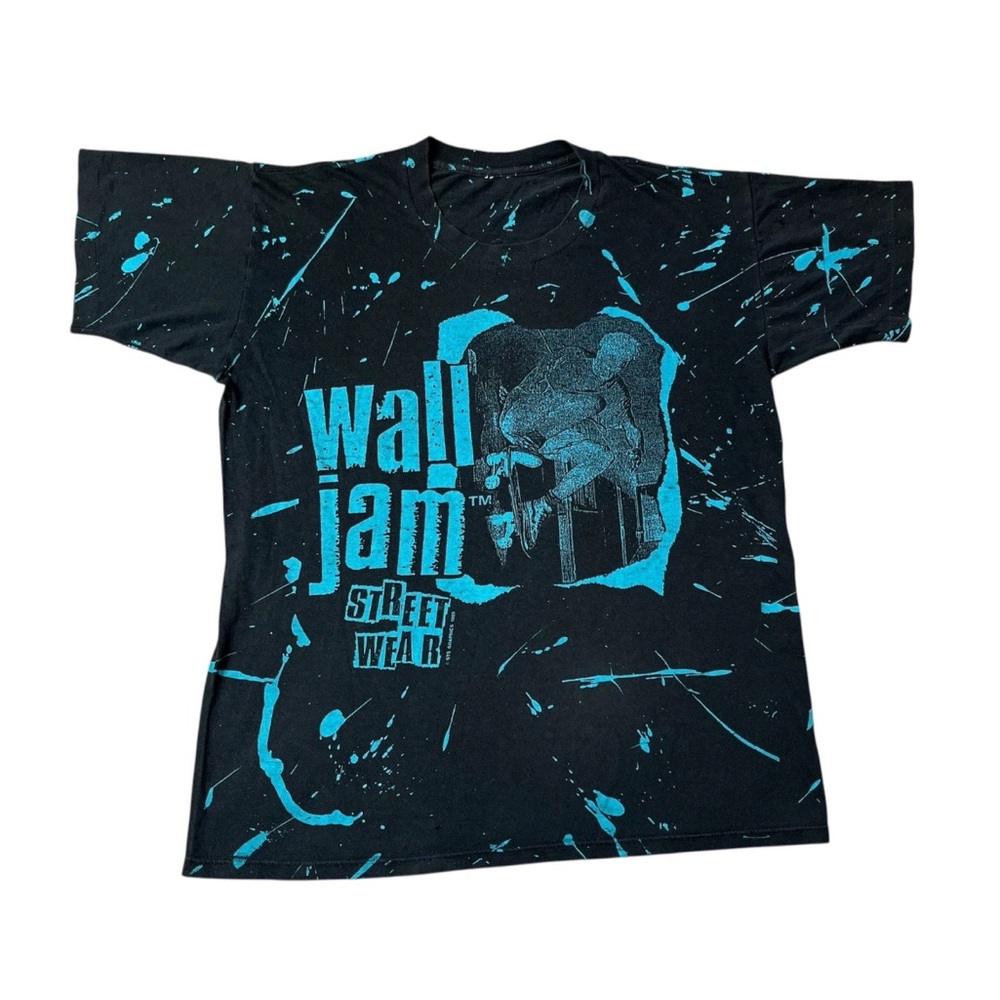 Vintage 1989 Wall Jam Street Wear Skateboard Black Blue All over Print T Shirt